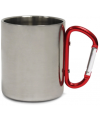 Stainless Steel Mug 300ml w/Red Carabiner Handle 8.8 x 7.5cm