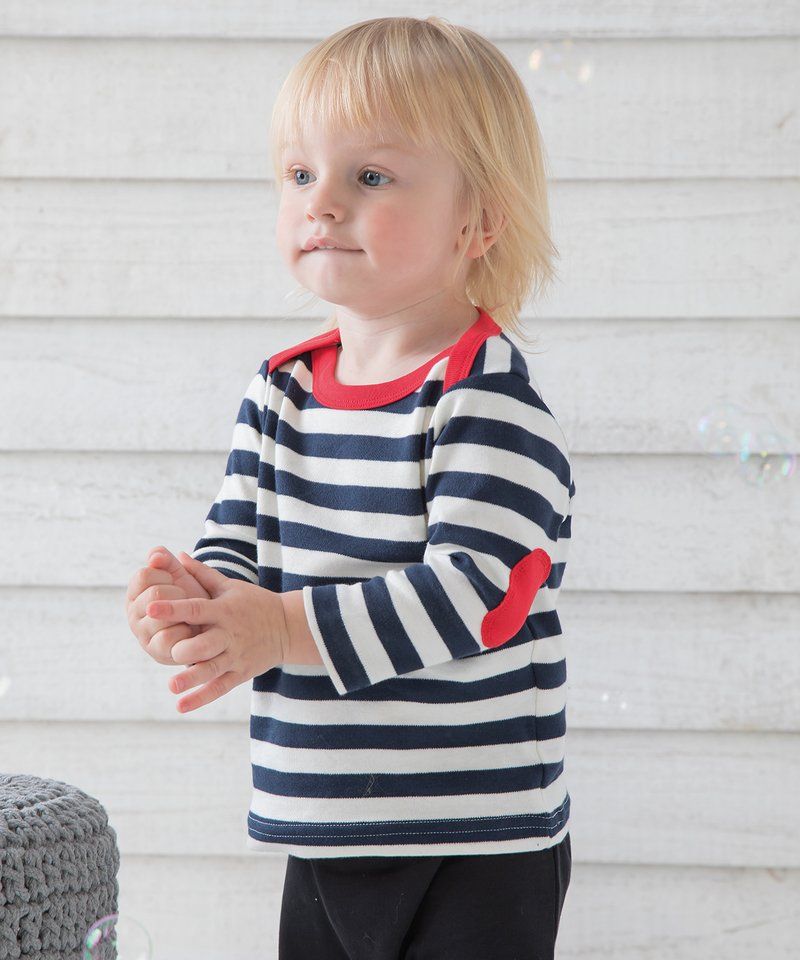 Baby stripy long sleeve T (with elbow patches)