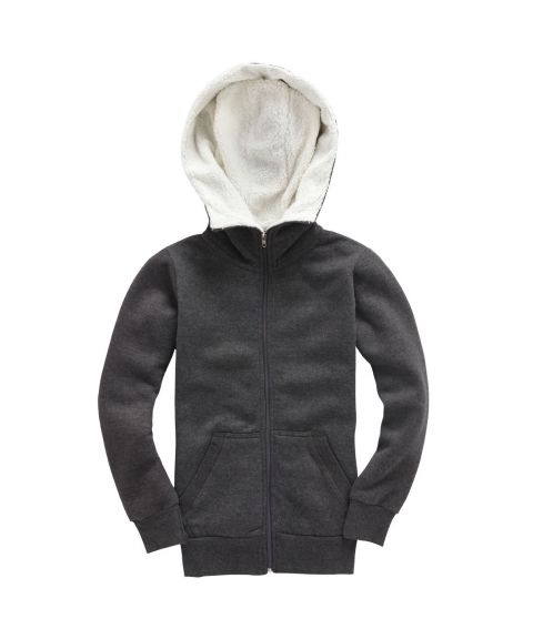 Sherpa Fleece Turtle Neck Zip Hoodie-Peach Finished