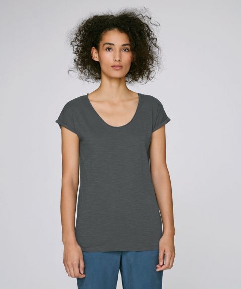 Women's Stella Invents slub v-neck raw edge t-shirt (STTW145)