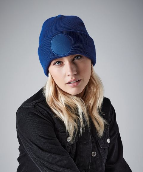 Circular patch beanie