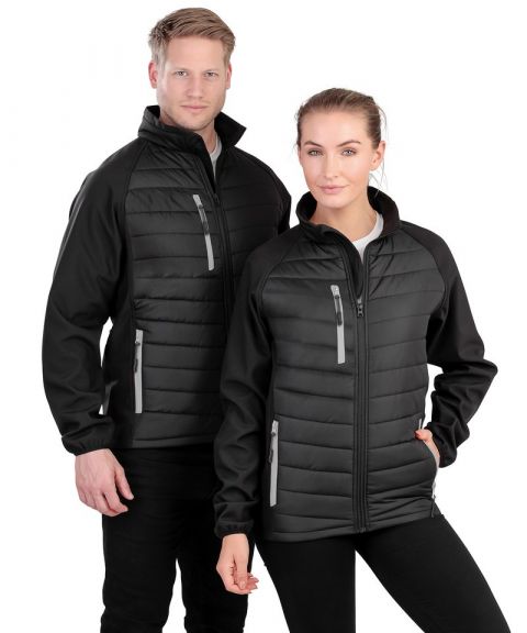 Black compass padded softshell jacket