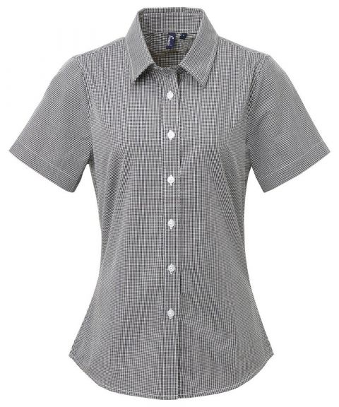 Women's Microcheck (Gingham) short sleeve cotton shirt