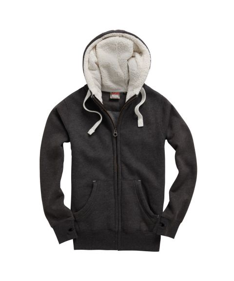 Sherpa Fleece Zip Hoodie-Peach Finished