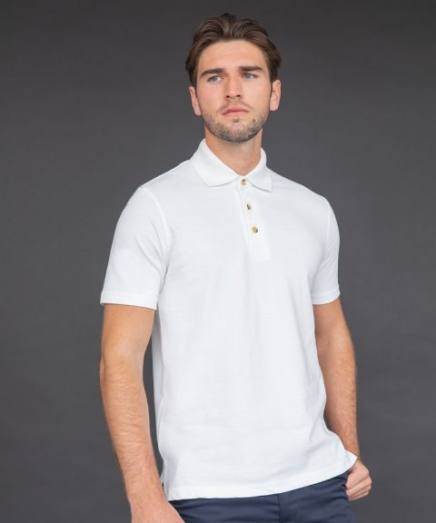 Classic cotton piqué polo with stand-up collar