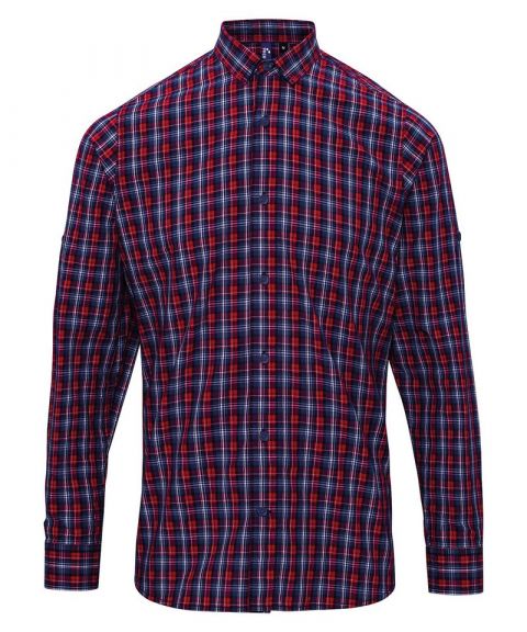 Sidehill check cotton long sleeve shirt