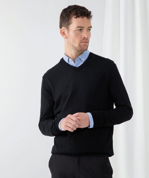 Cashmere touch acrylic v-neck jumper