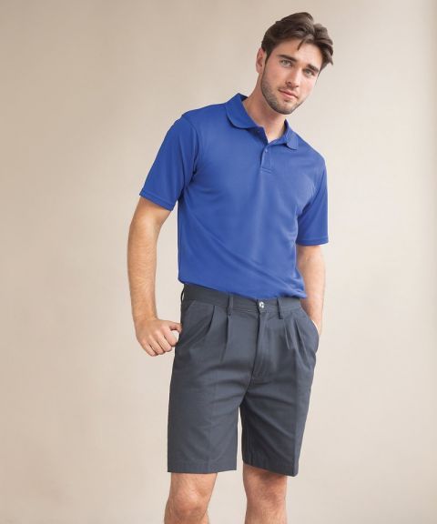 Teflon®-coated double pleat front chino shorts