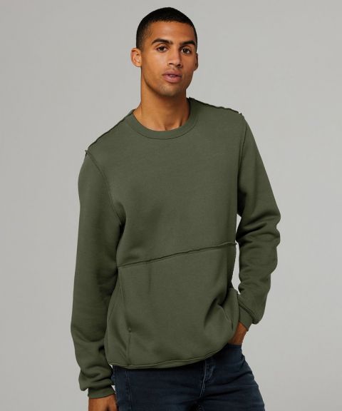 Unisex raw-seam crew pullover