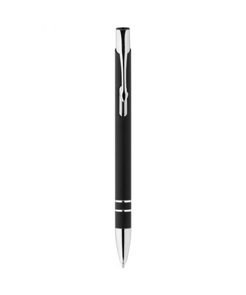 Corky ballpoint pen with rubber-coated exterior