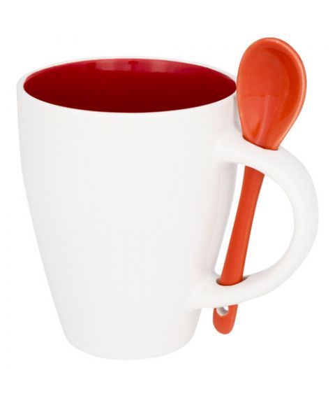 Nadu 250 ml ceramic mug with spoon