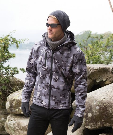 Camo TX performance hooded softshell jacket