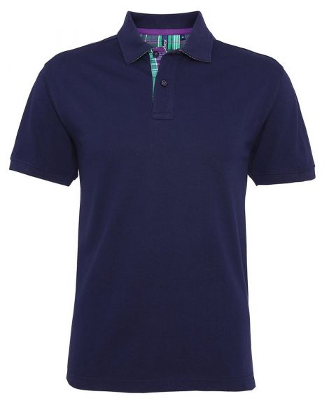 Men's check trim polo