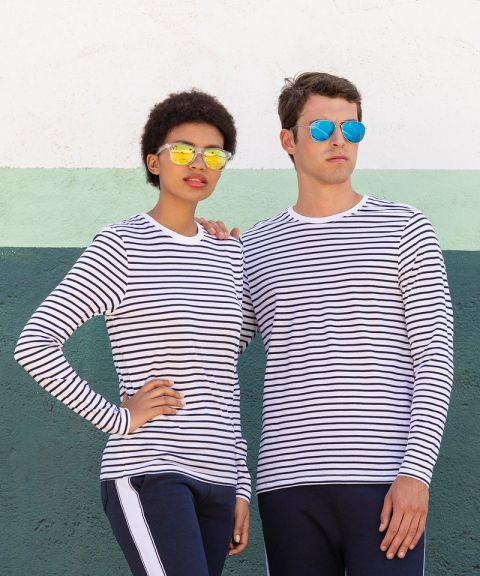 Unisex long-sleeved striped T