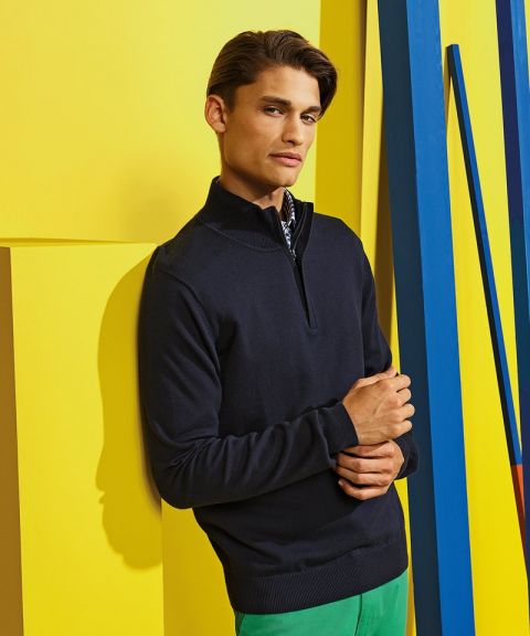 Men's cotton blend ¼ zip sweater