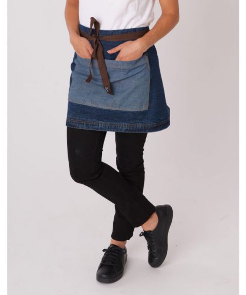 Washed Denim Contrast Waist Apron