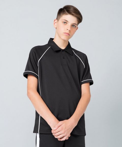 Kids piped performance polo