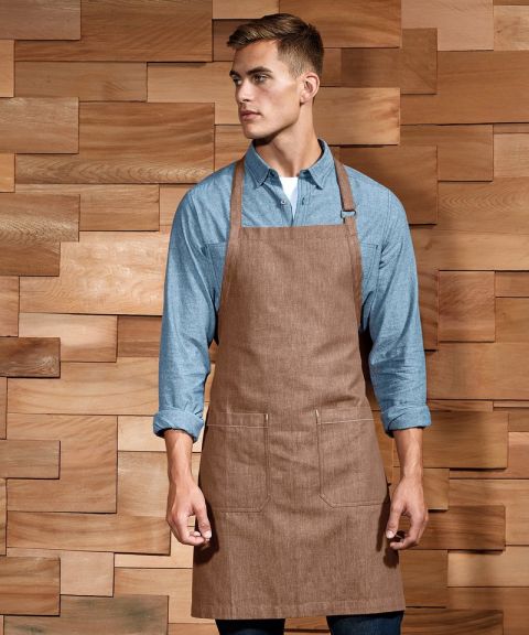 Cotton denim bib apron, organic and Fairtrade certified