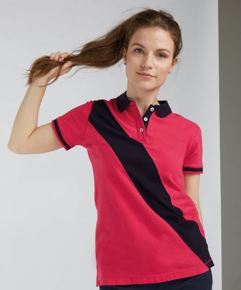 Women's diagonal stripe piqué polo shirt - tag-free