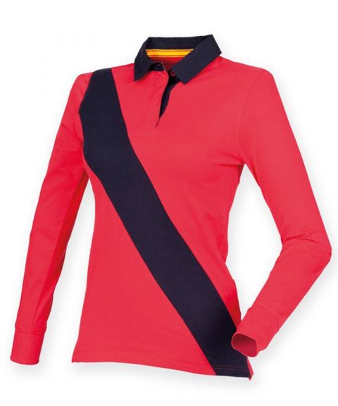 Women's diagonal stripe rugby - tag free