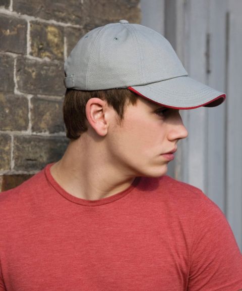 Low-profile heavy brushed cotton cap with sandwich peak