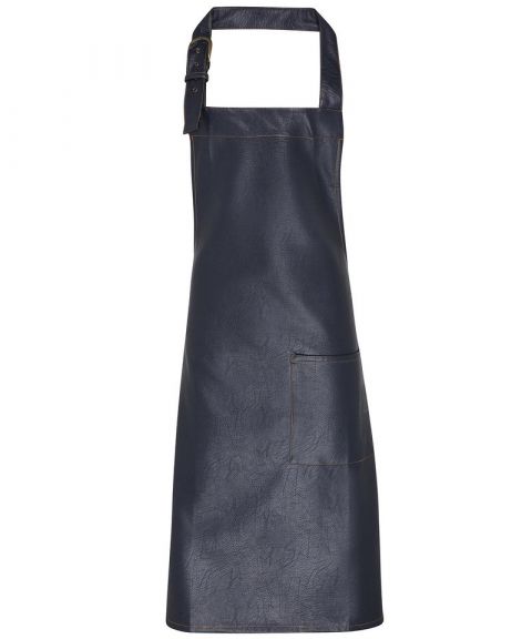 Faux leather bib apron