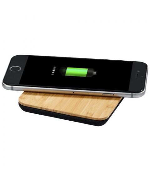 Leaf bamboo and fabric wireless charging pad