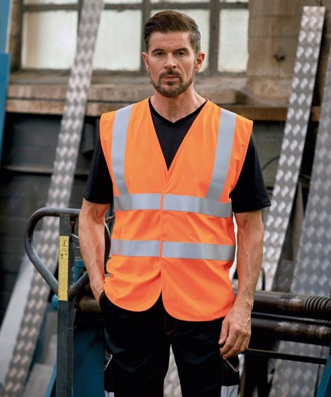 Hi-vis flame-retardant anti-static waistcoat (HVW100ASFR)