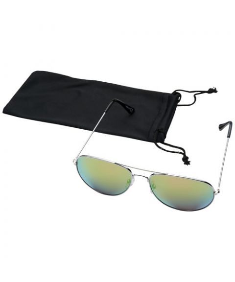 Aviator sunglasses with coloured mirrored lenses