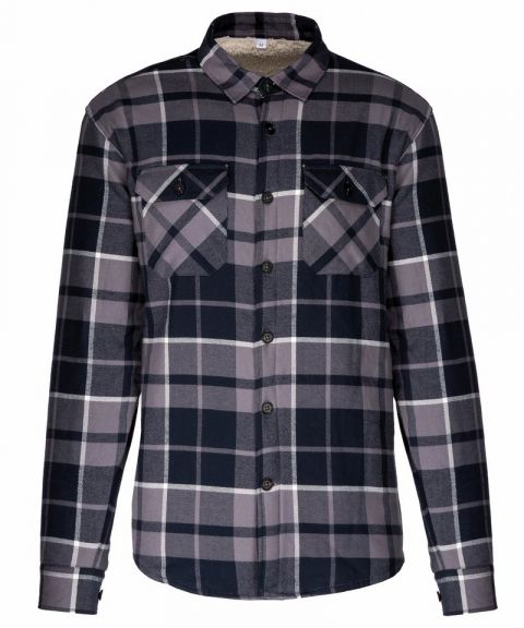 Sherpa-lined checked shirt jacket