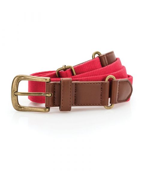 Faux leather and canvas belt