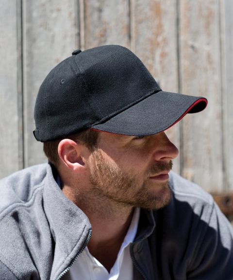 Pro-style heavy cotton cap with sandwich peak