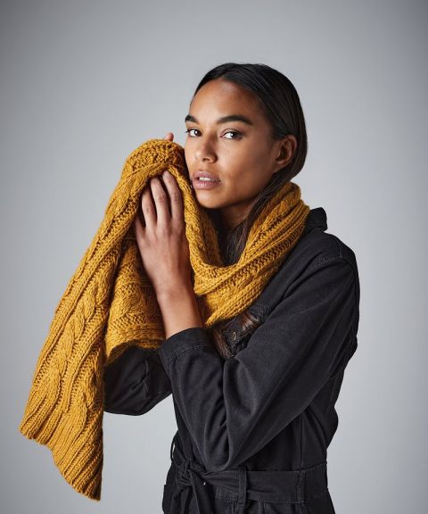 Cable knit melange scarf