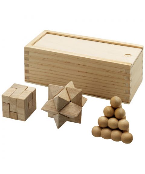 Brainiac 3-piece wooden brain teaser set