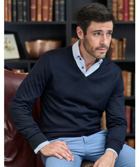 Men's V Neck Knitted Sweater