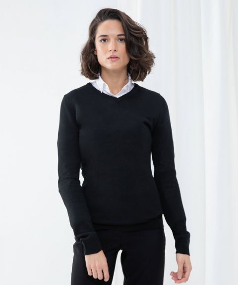 Women's cashmere touch acrylic v-neck jumper