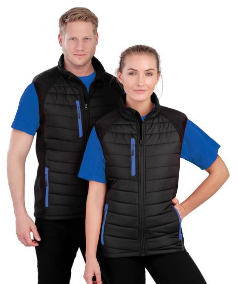 Black compass padded softshell gilet