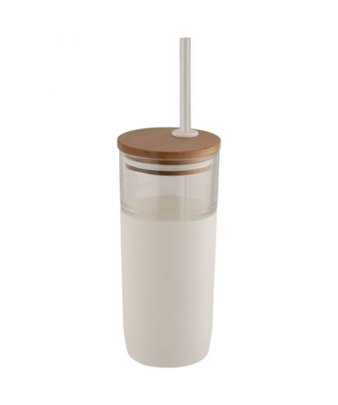 Arlo 600 ml glass tumbler with bamboo lid