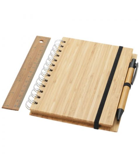 Franklin B6 bamboo notebook with pen and ruler