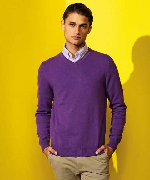 Men's cotton blend v-neck sweater