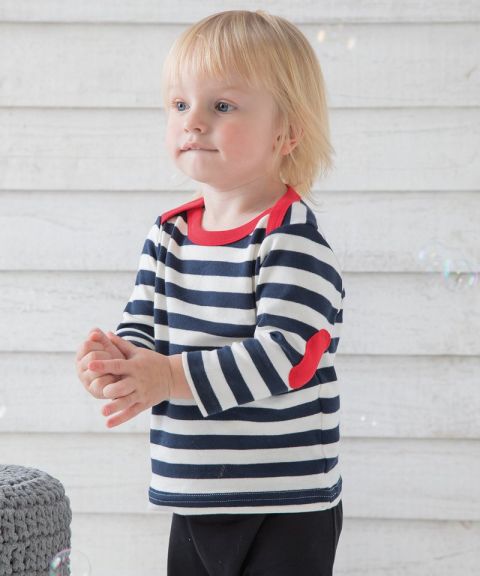 Baby stripy long sleeve T (with elbow patches)