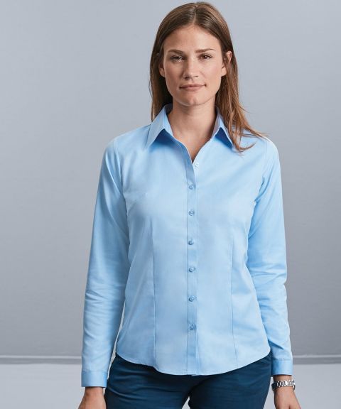 Women's long sleeve herringbone shirt