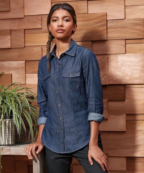 Women's jeans stitch denim shirt